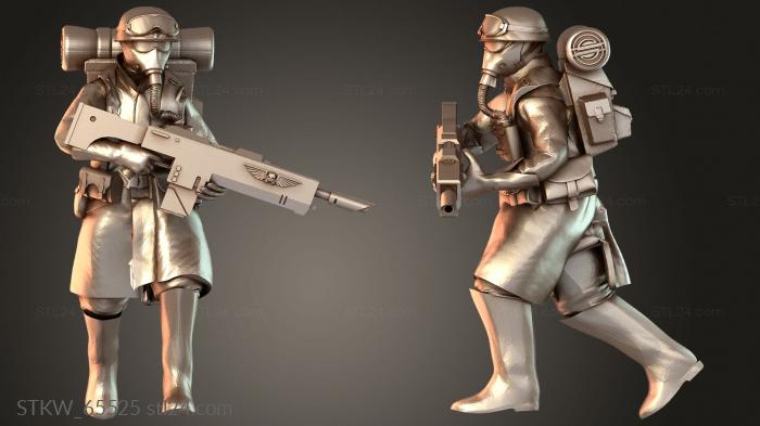 Military figurines (Soldiers Moving Guard Lasgun, STKW_65525) 3D models for cnc