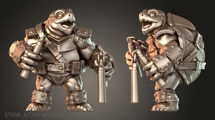 Military figurines (Turtle Nunchuck Fighter, STKW_67724) 3D models for cnc