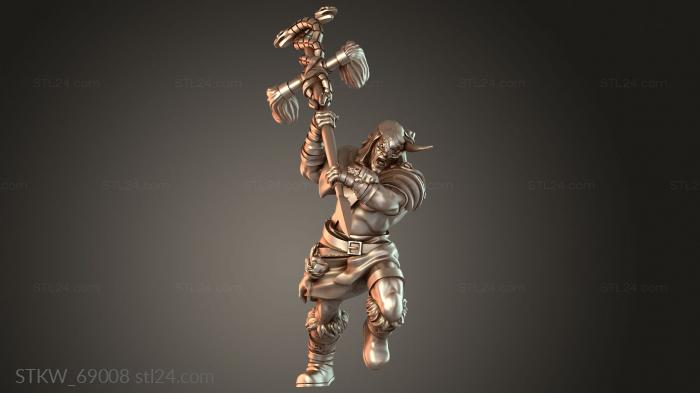 Military figurines (Warriors Barbarian Banner, STKW_69008) 3D models for cnc
