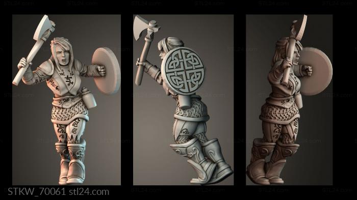 Military figurines (Women northern warrior, STKW_70061) 3D models for cnc