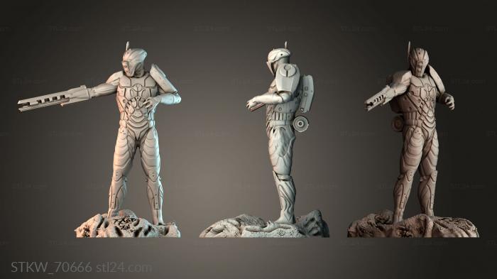 Military figurines (Tau Fire Warrior, STKW_70666) 3D models for cnc