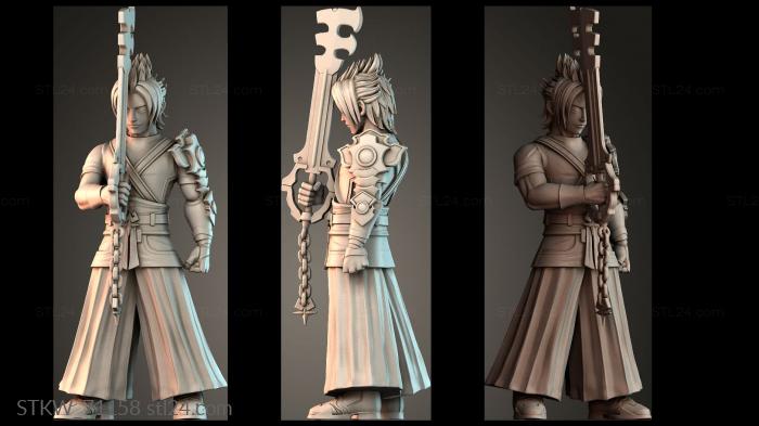 Military figurines (Fantasy Monk Warrior with Staff, STKW_71158) 3D models for cnc