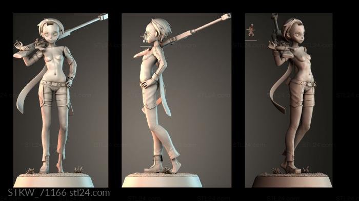 Military figurines (Anime Sniper Girl Statue, STKW_71166) 3D models for cnc