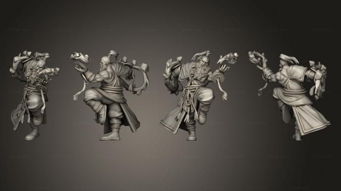 Military figurines (Half Dwarf Monk Fighting, STKW_7254) 3D models for cnc