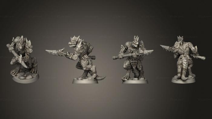 Military figurines (Lizardfolk 2 Spear, STKW_9102) 3D models for cnc