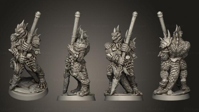 Military figurines (Lizardfolk 3 Spear, STKW_9104) 3D models for cnc
