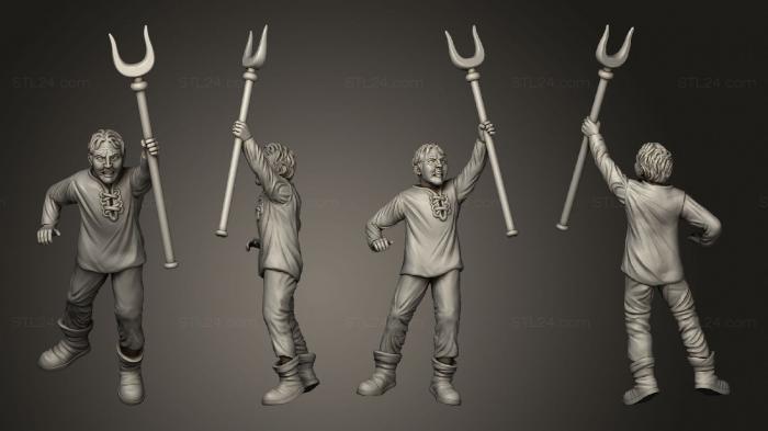 Military figurines (Medieval Village Angry farmer, STKW_9690) 3D models for cnc