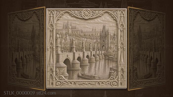 Prague - Charles Bridge and Prague Castle 3d STL model