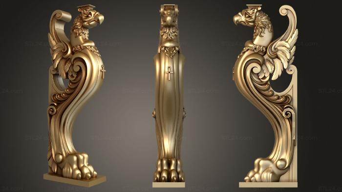 Pillar (Pillar at the foot with a griffin, ST_0349) 3D models for cnc