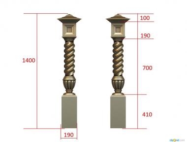 Pillar (Column with spirals, ST_0351) 3D models for cnc