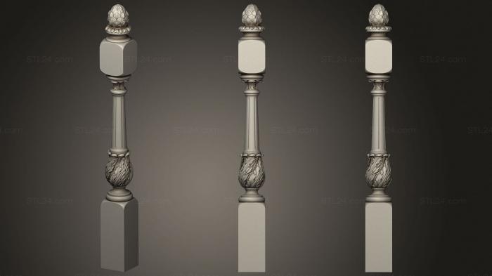 Pillar (Entrance post chiseled with a leaf, ST_0378) 3D models for cnc