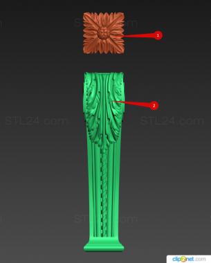 Pillar (Carved fireplace leg, ST_0383) 3D models for cnc