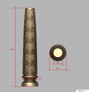 Pillar (Column with rhombic decoration, ST_0384) 3D models for cnc