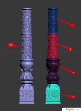 Pillar (Post carved in asian style, ST_0401) 3D models for cnc