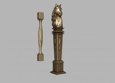 Pillar (Entrance post with horses head and openwork balustrade, ST_0407) 3D models for cnc