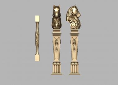 Pillar (Entrance post with horses head and openwork balustrade, ST_0407) 3D models for cnc