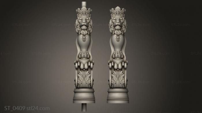 Pillar (Pillar with a lions head new version, ST_0409) 3D models for cnc