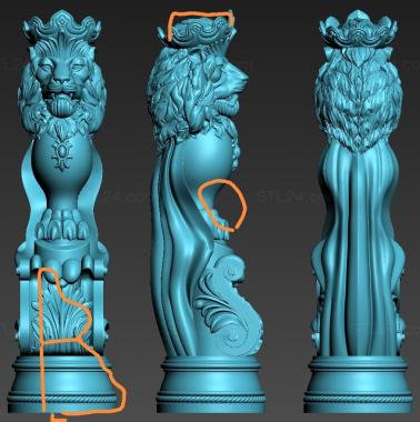 Pillar (Pillar with a lions head new version, ST_0409) 3D models for cnc