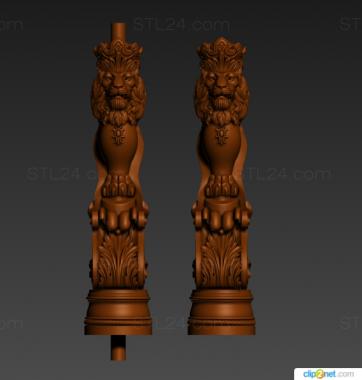 Pillar (Pillar with a lions head new version, ST_0409) 3D models for cnc