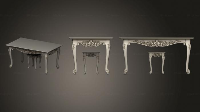Tables (Table and stool, STL_0448) 3D models for cnc