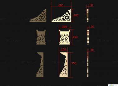 Tables (Two dimensional flat elements of a bench table fence, STL_0453) 3D models for cnc