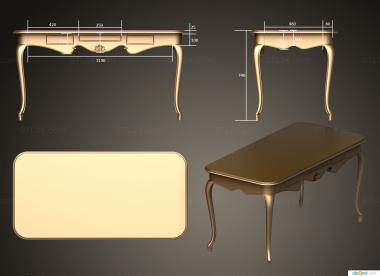 Tables (Desk with drawers on openwork legs, STL_0463) 3D models for cnc