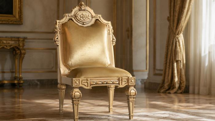 Chair (Classic chair with high carved top and lush upholstery, STUL_0037) 3D models for cnc