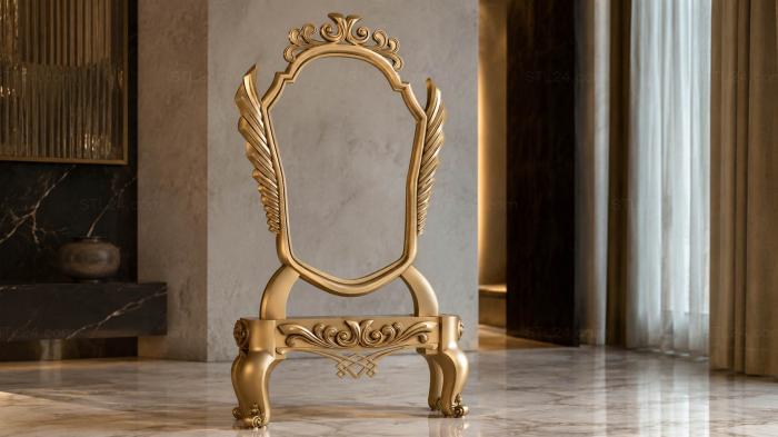 Chair (Chair with decorative wing-shaped backrest and smooth classic silhouette, STUL_0093) 3D models for cnc