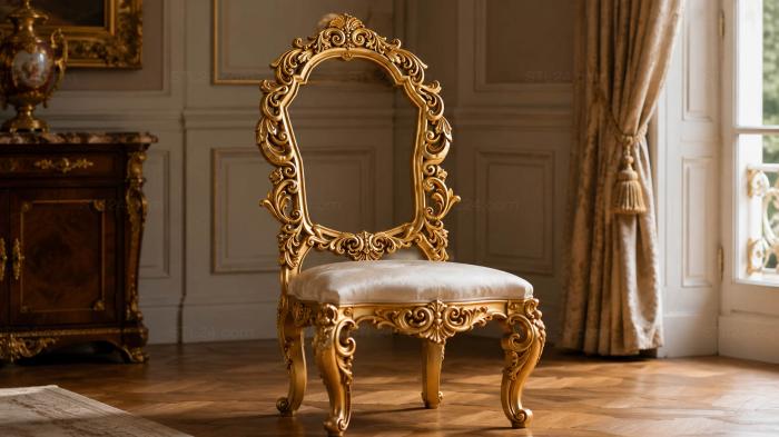 Chair (Chair with a figured back and ornate curls in the Baroque style, STUL_0094) 3D models for cnc