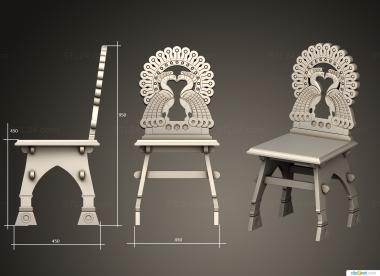 Chair (Chair with two peacocks in Russian style, STUL_0148) 3D models for cnc