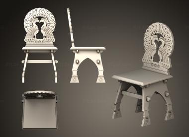 Chair (Chair with two peacocks in Russian style, STUL_0148) 3D models for cnc