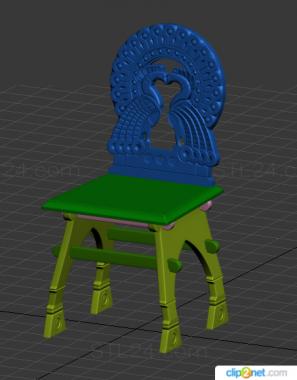 Chair (Chair with two peacocks in Russian style, STUL_0148) 3D models for cnc