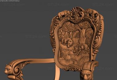 Стулья (Резной стул с панно Кабаны в лесу на спинке, STUL_0151) 3D модель для ЧПУ станка
