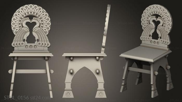 Chair (Chair with two peacocks in Russian style, STUL_0156) 3D models for cnc