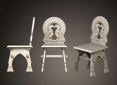 Chair (Chair with two peacocks in Russian style, STUL_0156) 3D models for cnc