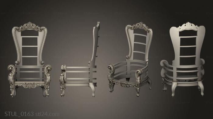 Chair (The chair is carved with a high back in the Italian style, STUL_0163) 3D models for cnc