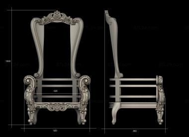 Chair (The chair is carved with a high back in the Italian style, STUL_0163) 3D models for cnc