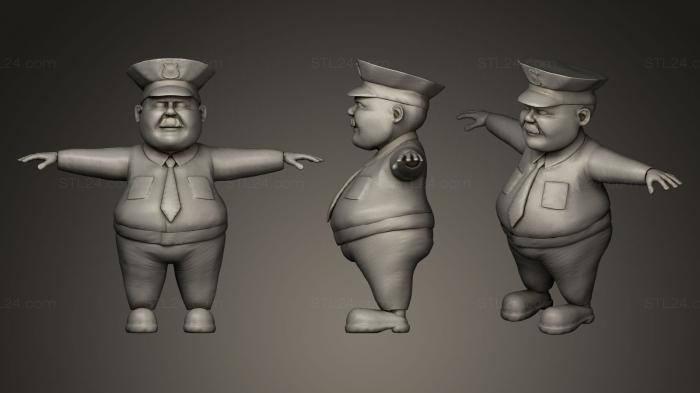Cartoon policeman rigged animated game ready