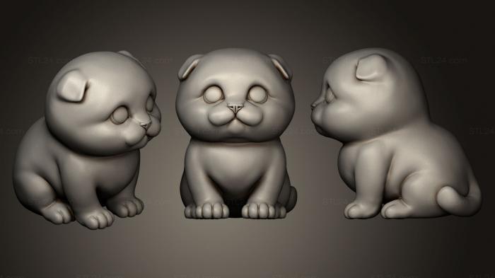 Симпатичный Шотландский вислоухий котенок STL для 3D печати