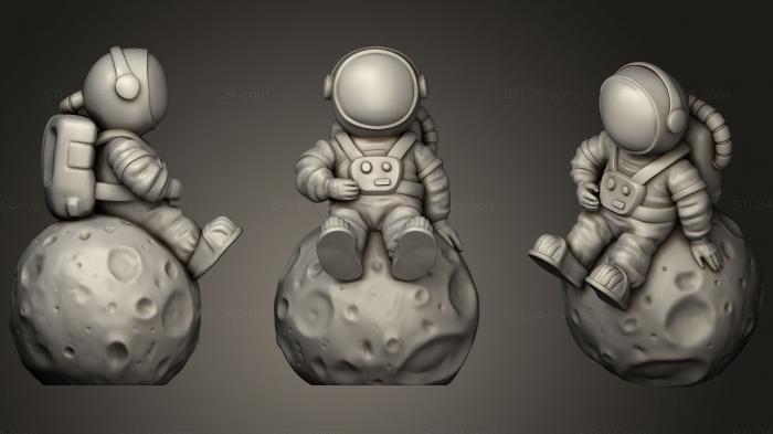 Игрушки (Астронавт, сидящий на Луне П, TOYS_0419) 3D модель для ЧПУ станка