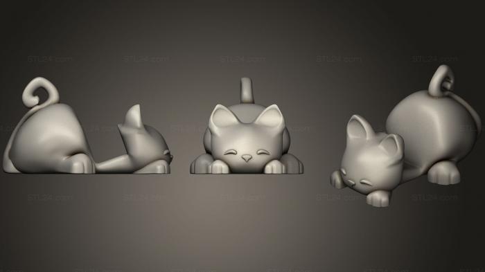 Игрушки (Брелок для смартфона с подставкой cat, TOYS_0581) 3D модель для ЧПУ станка