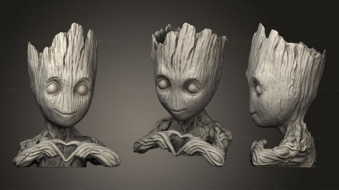 Toys (Baby Groot Heart, TOYS_0740) 3D models for cnc