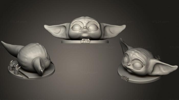 Игрушки (Держатель для мобильного телефона Baby Yoda stand, TOYS_0756) 3D модель для ЧПУ станка