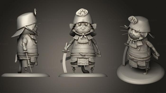 Игрушки (Кот-самурай по мотивам произведений искусства hiziripro 2 2, TOYS_1233) 3D модель для ЧПУ станка