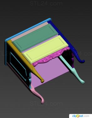 Stand (Cabinet with roses on the lower tsarga and two drawers, TM_0160) 3D models for cnc