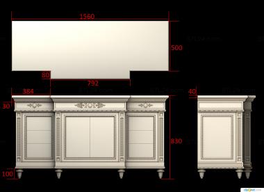 Stand (Chest of drawers carved in classic style, TM_0161) 3D models for cnc