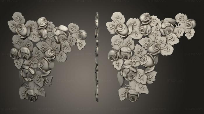 Угловые элементы (Угловой декор розы, UG_0254) 3D модель для ЧПУ станка