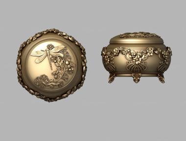 Вазы (Шкатулка с ветками и стрекозой, VZ_0298) 3D модель для ЧПУ станка