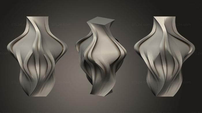 Vases (Curvy Square Vase, VZ_0419) 3D models for cnc
