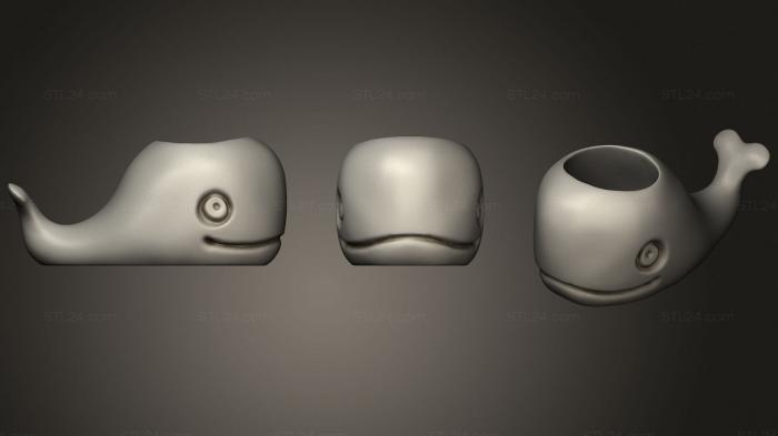 Vases (Cute Whale Planter, VZ_0434) 3D models for cnc